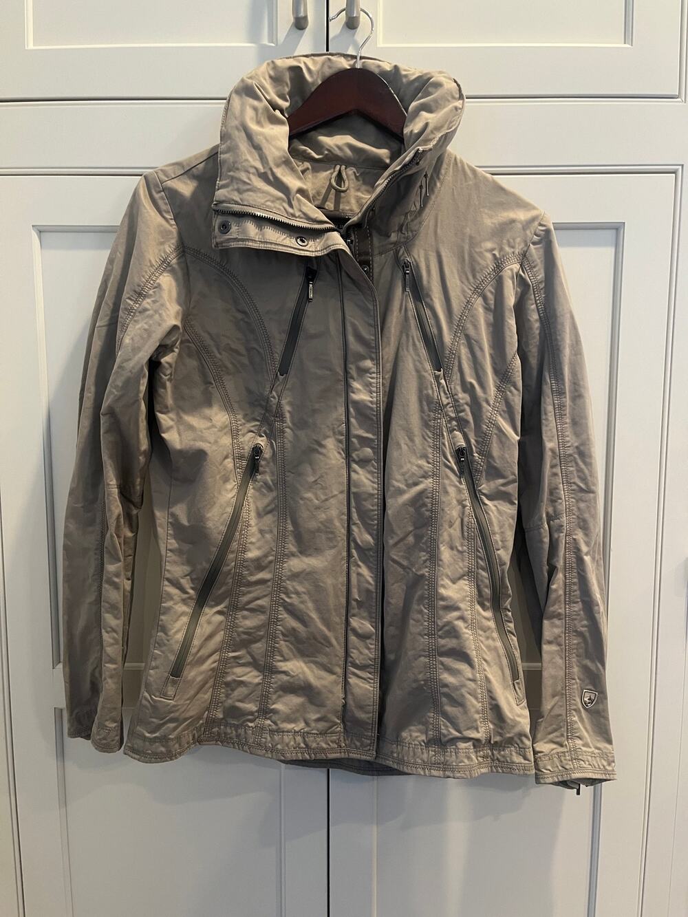 KUHL Projekt Jacket Womens S Tan Full Zip Mock Neck Lightweight Utility Coat